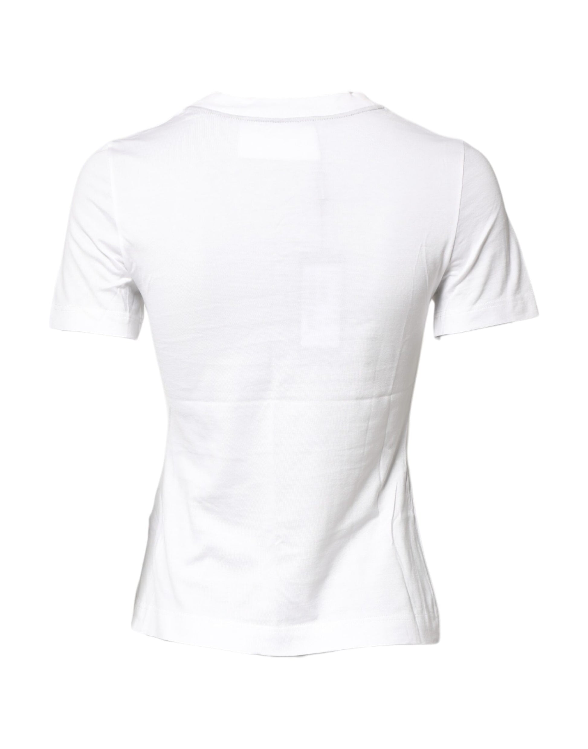 Dolce & Gabbana White Cotton Graphic Print Crew Neck T-shirt by Dolce & Gabbana