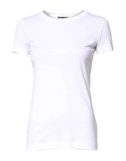 Dolce & Gabbana White Cotton Crew Neck Short Sleeves T-shirt by Dolce & Gabbana