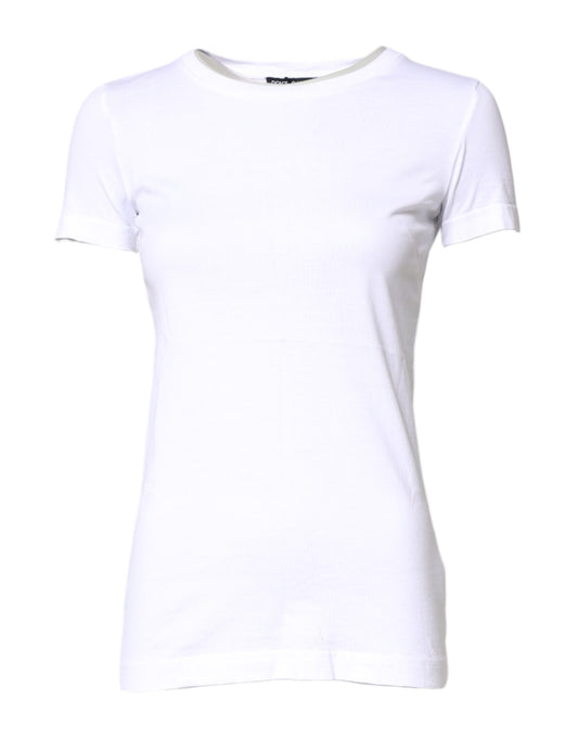 Dolce & Gabbana White Cotton Crew Neck Short Sleeves T-shirt by Dolce & Gabbana