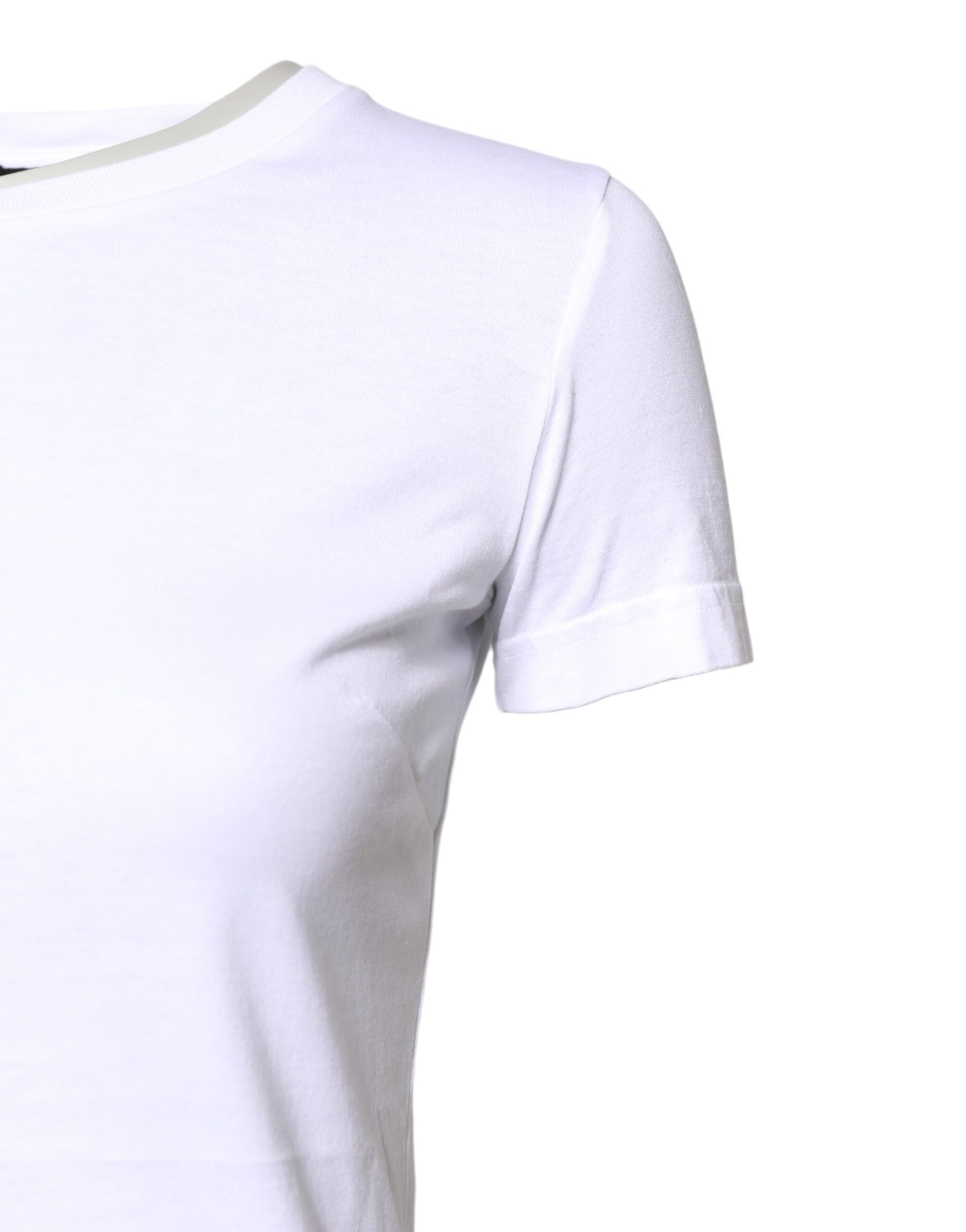 Dolce & Gabbana White Cotton Crew Neck Short Sleeves T-shirt by Dolce & Gabbana