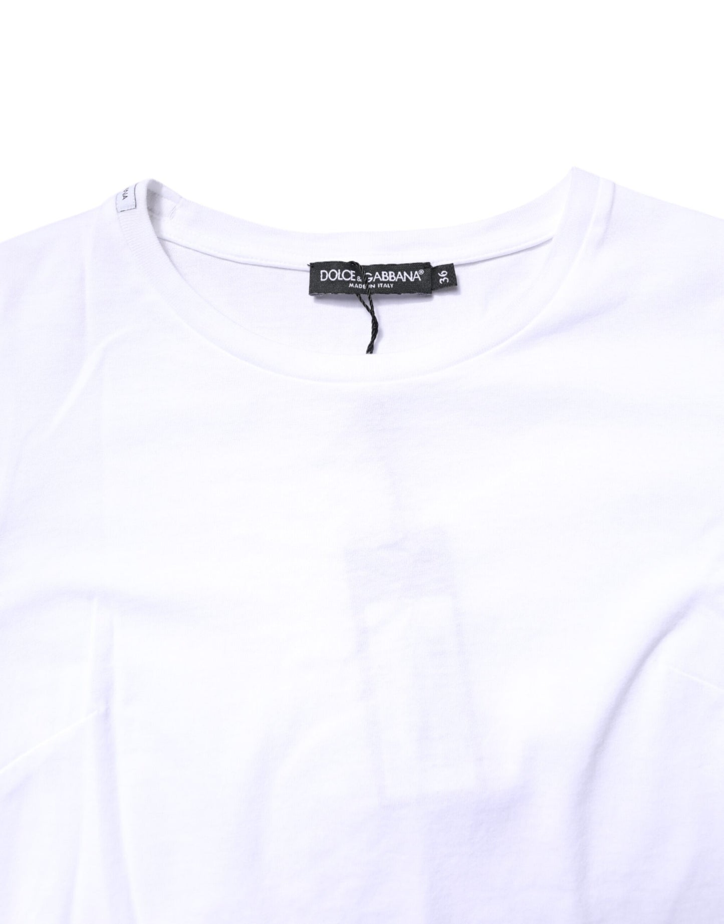 Dolce & Gabbana White Cotton Crew Neck Short Sleeves T-shirt by Dolce & Gabbana