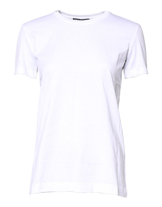 Dolce & Gabbana White Cotton Crew Neck Short Sleeves T-shirt by Dolce & Gabbana