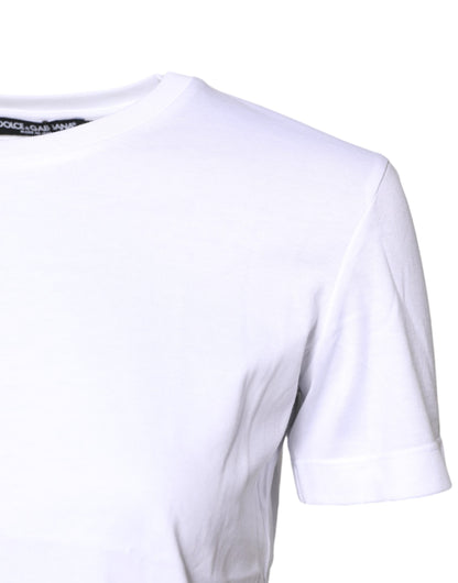 Dolce & Gabbana White Cotton Crew Neck Short Sleeves T-shirt by Dolce & Gabbana