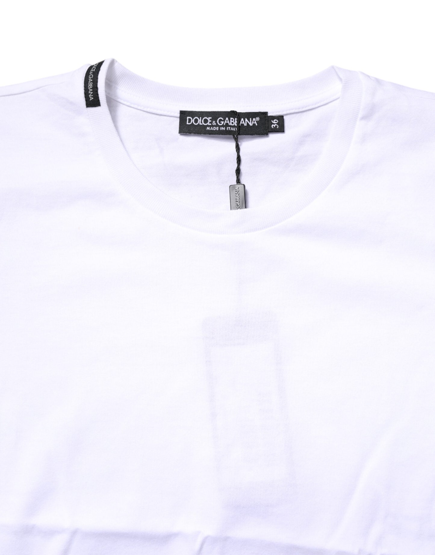 Dolce & Gabbana White Cotton Crew Neck Short Sleeves T-shirt by Dolce & Gabbana
