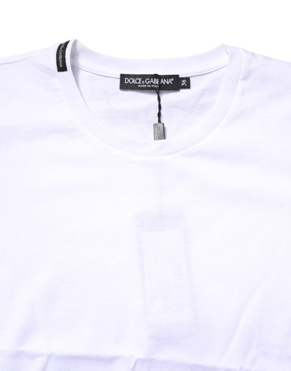 Dolce & Gabbana White Cotton Crew Neck Short Sleeves T-shirt by Dolce & Gabbana