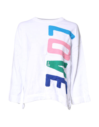 Love Moschino White Graphic Print Cotton Long Sleeves T-shirt by Love Moschino