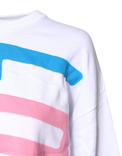 Love Moschino White Graphic Print Cotton Long Sleeves T-shirt by Love Moschino