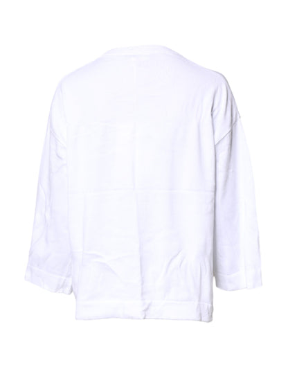 Love Moschino White Graphic Print Cotton Long Sleeves T-shirt by Love Moschino