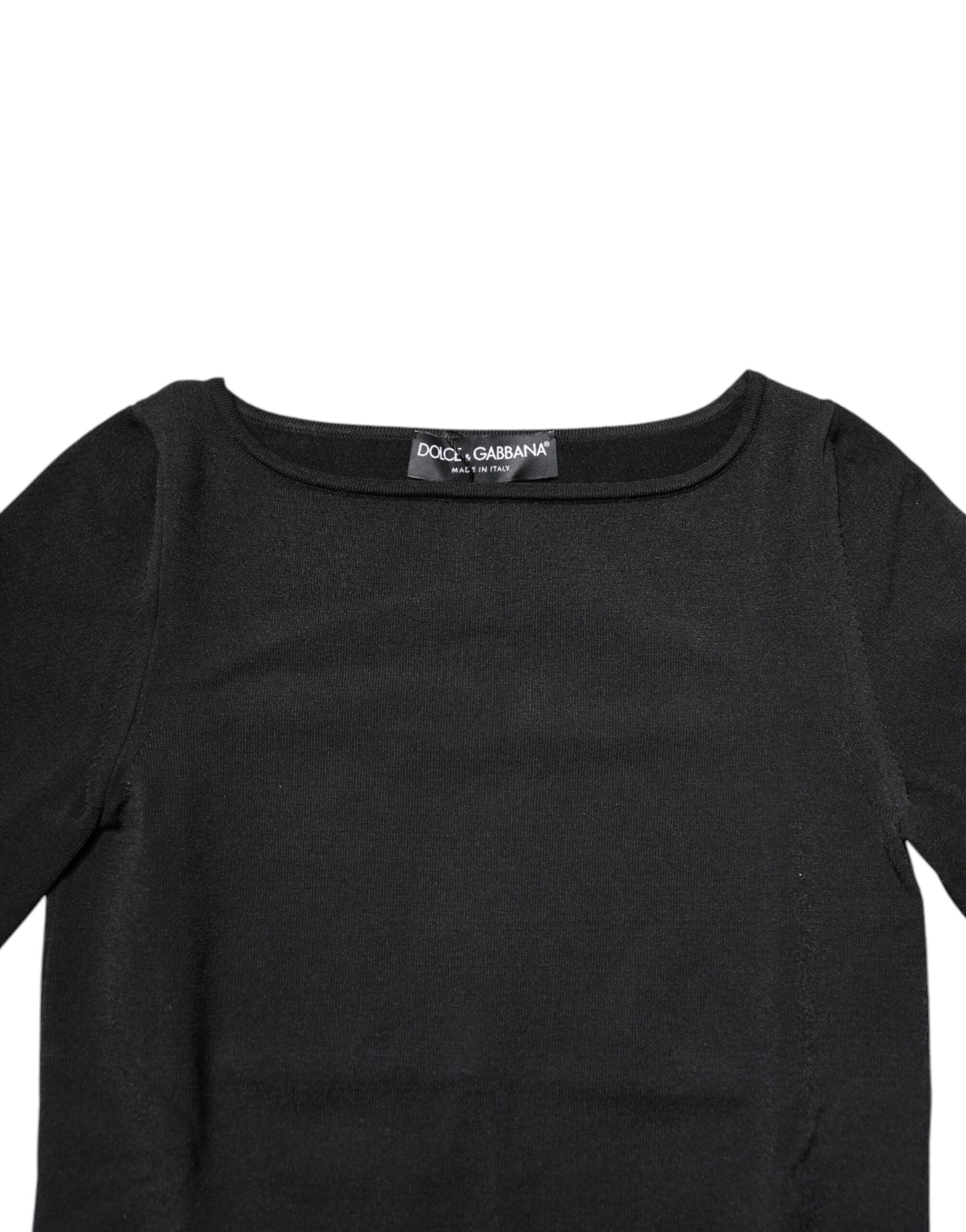Dolce & Gabbana Black Viscose Long Sleeves Pullover Top by Dolce & Gabbana