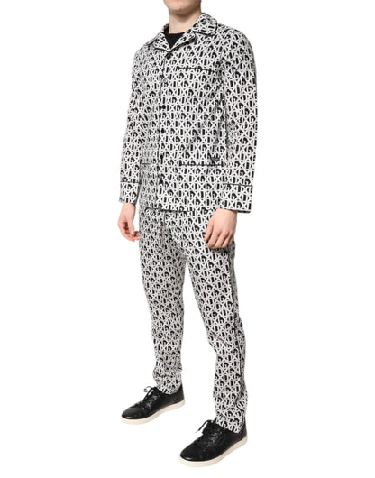 Ensemble pyjama en coton imprimé DG noir et blanc Dolce &amp; Gabbana