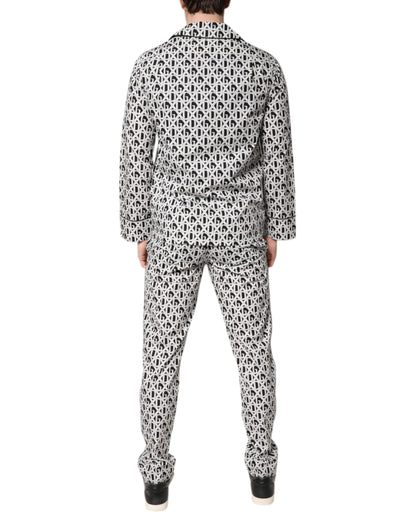 Ensemble pyjama en coton imprimé DG noir et blanc Dolce &amp; Gabbana