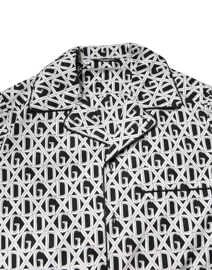 Ensemble pyjama en coton imprimé DG noir et blanc Dolce &amp; Gabbana