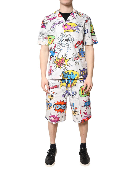 Ensemble pyjama Dolce &amp; Gabbana en coton blanc à imprimé dessin animé pour homme