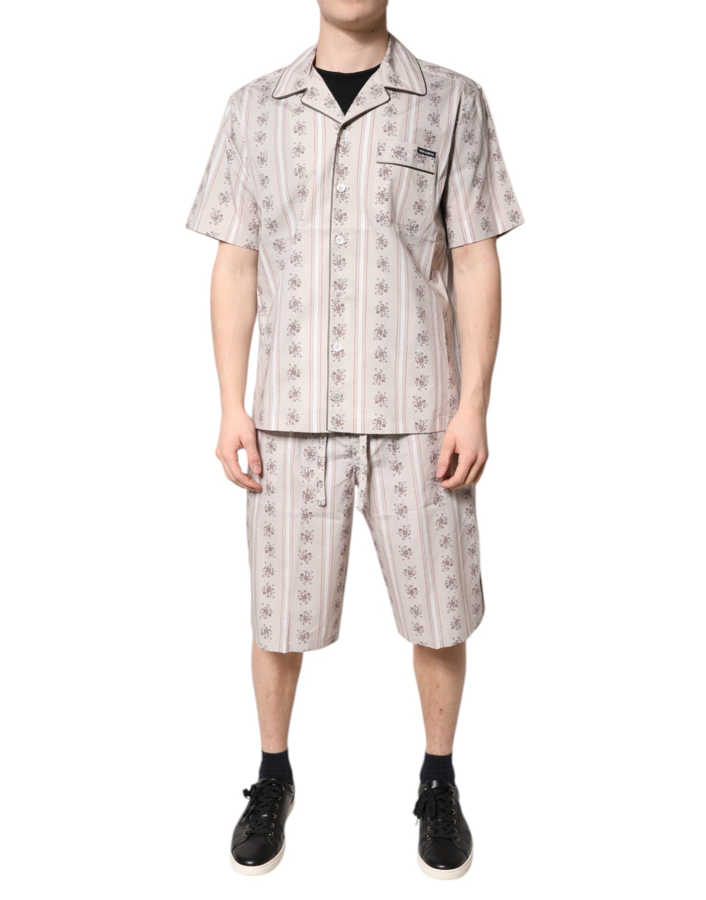 Ensemble pyjama homme Dolce &amp; Gabbana en coton beige à imprimé floral