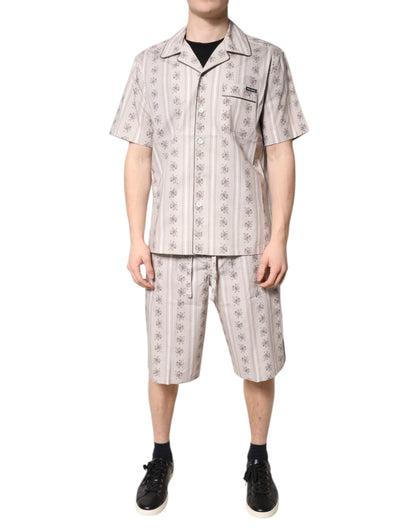 Ensemble pyjama homme Dolce &amp; Gabbana en coton beige à imprimé floral