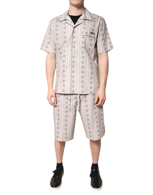 Ensemble pyjama homme Dolce &amp; Gabbana en coton beige à imprimé floral