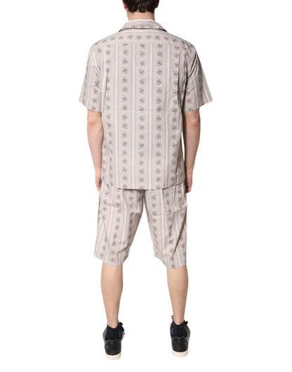 Ensemble pyjama homme Dolce &amp; Gabbana en coton beige à imprimé floral