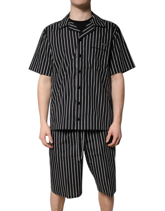 Ensemble pyjama en coton à rayures noires et blanches pour homme Dolce &amp; Gabbana