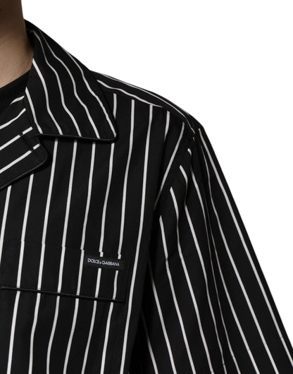 Dolce &amp; Gabbana Black White Stripes Cotton Men Pajama Set Sleepwear