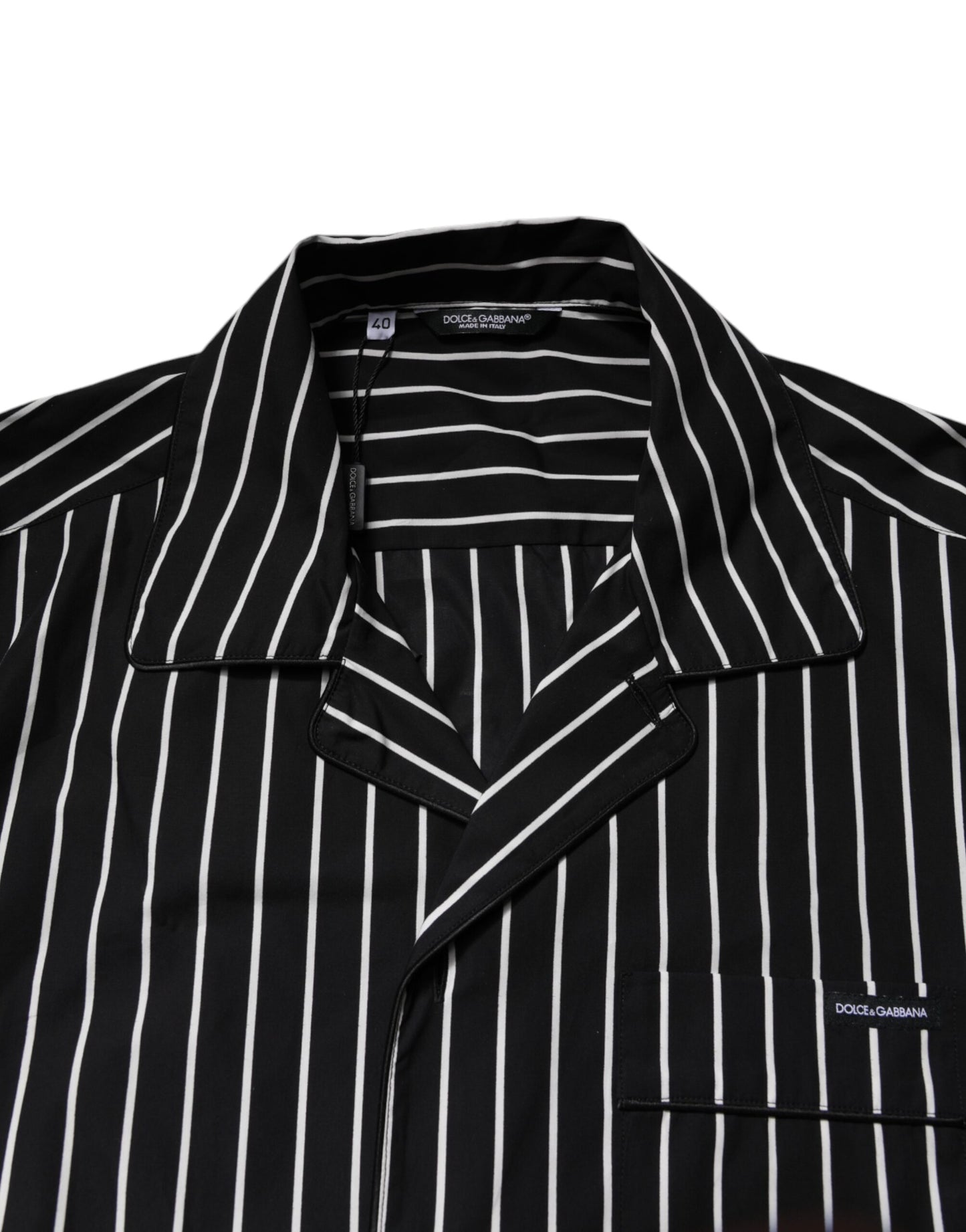 Dolce &amp; Gabbana Black White Stripes Cotton Men Pajama Set Sleepwear