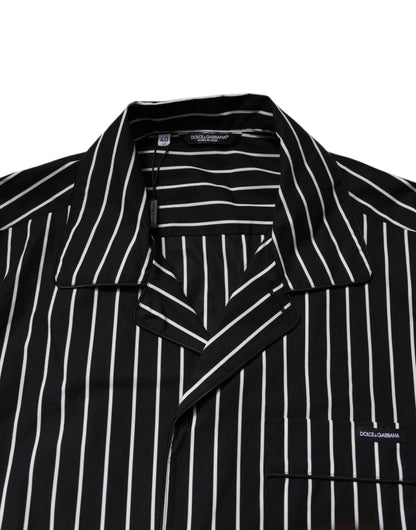 Dolce &amp; Gabbana Black White Stripes Cotton Men Pajama Set Sleepwear