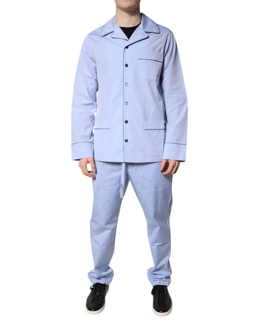Ensemble pyjama en coton bleu clair avec logo DG pour homme Dolce &amp; Gabbana