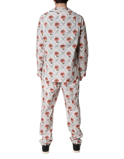 Dolce &amp; Gabbana Multicolor Floral Print Cotton Pajama Set Sleepwear
