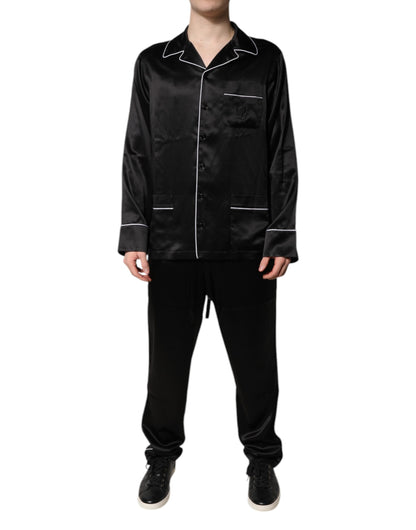 Ensemble pyjama chemise et pantalon en soie noire Dolce &amp; Gabbana