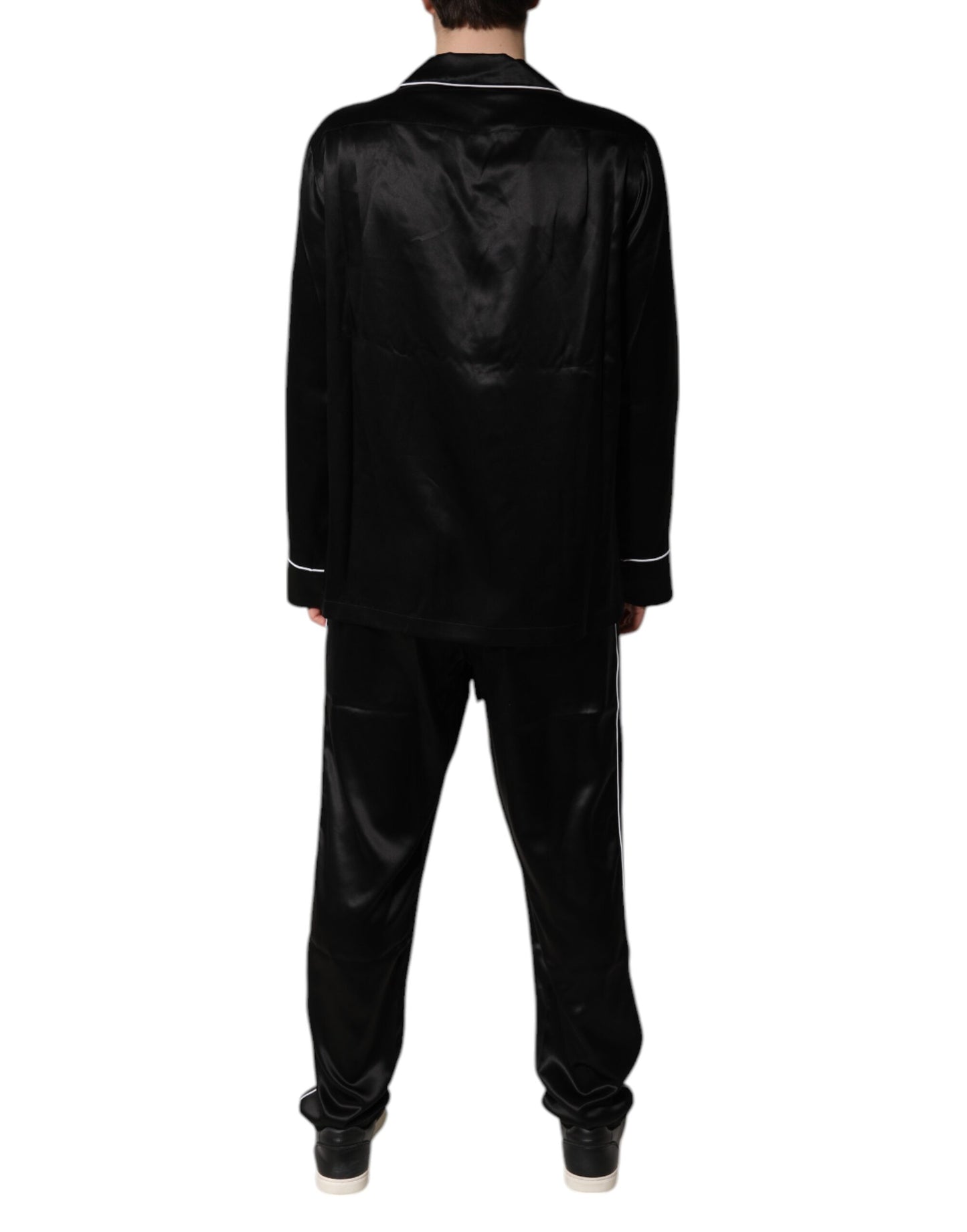 Ensemble pyjama chemise et pantalon en soie noire Dolce &amp; Gabbana