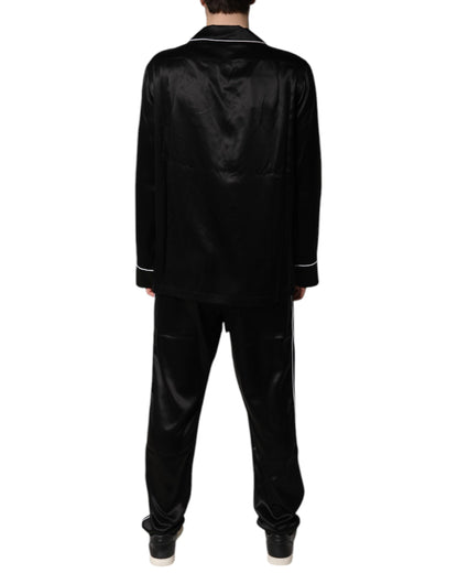 Ensemble pyjama chemise et pantalon en soie noire Dolce &amp; Gabbana