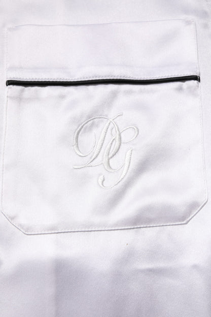 Ensemble pyjama homme en satin de soie blanc Dolce &amp; Gabbana