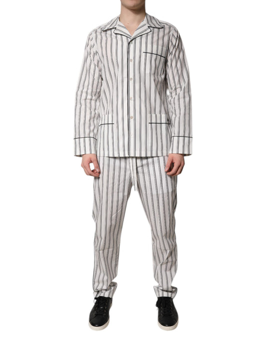 Ensemble pyjama en coton à rayures blanches et noires pour homme Dolce &amp; Gabbana