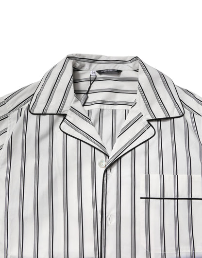Dolce &amp; Gabbana White Black Stripes Cotton Men Pajama Set Sleepwear