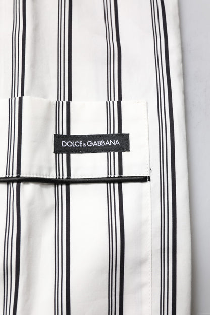 Dolce &amp; Gabbana White Black Stripes Cotton Men Pajama Set Sleepwear