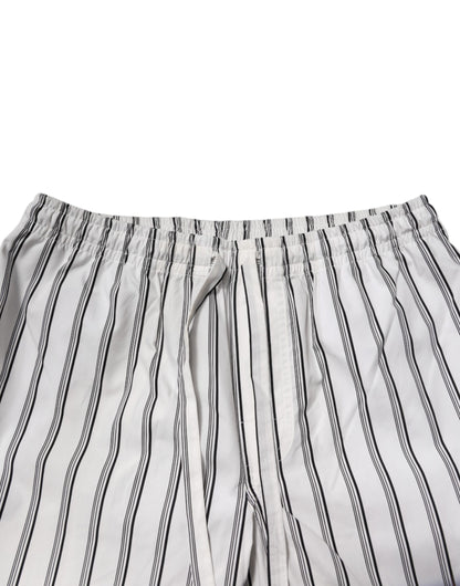 Dolce &amp; Gabbana White Black Stripes Cotton Men Pajama Set Sleepwear