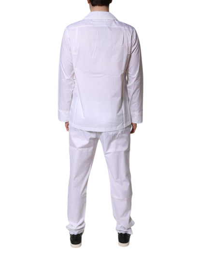 Ensemble pyjama chemise et pantalon en coton blanc Dolce &amp; Gabbana