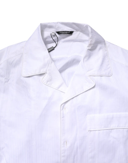 Ensemble pyjama chemise et pantalon en coton blanc Dolce &amp; Gabbana