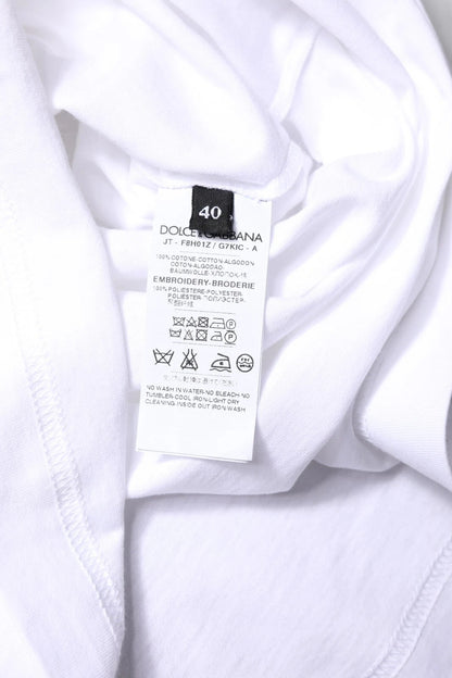 Dolce & Gabbana White #DGFamily Print Cotton Crew Neck T-shirt by Dolce & Gabbana