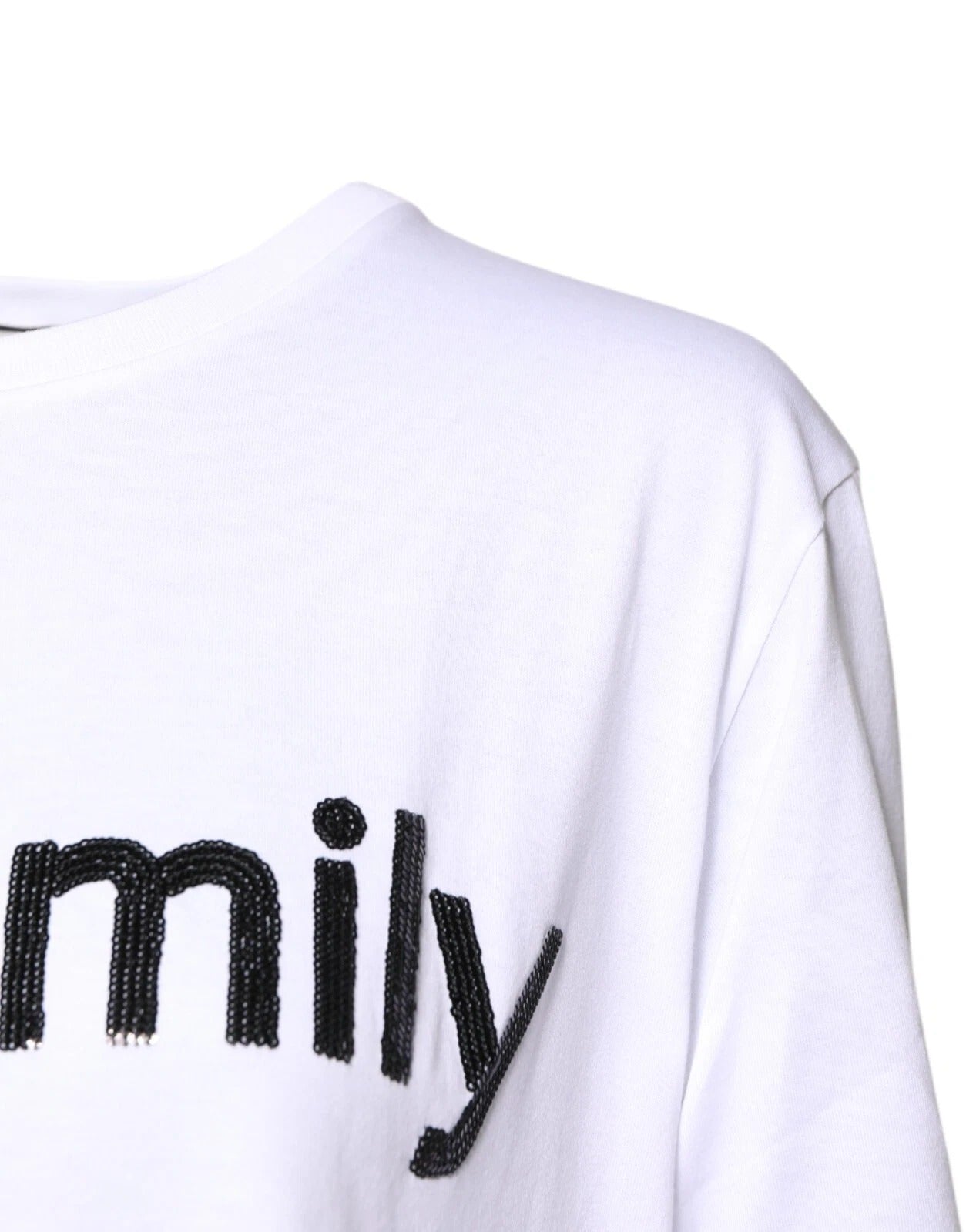 Dolce & Gabbana White #DGFamily Print Cotton Crew Neck T-shirt by Dolce & Gabbana
