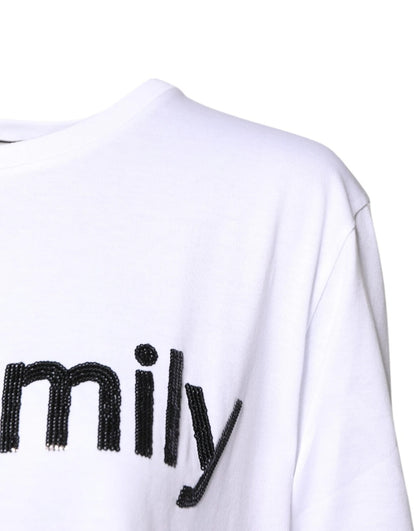 Dolce & Gabbana White #DGFamily Print Cotton Crew Neck T-shirt by Dolce & Gabbana