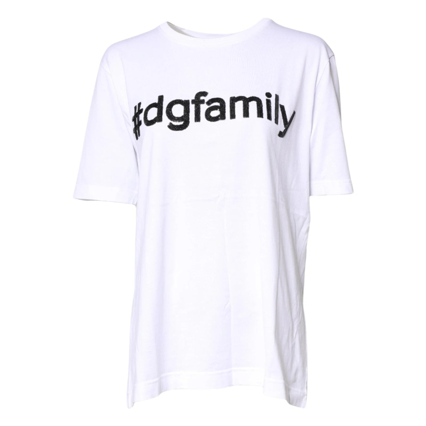 Dolce & Gabbana White #DGFamily Print Cotton Crew Neck T-shirt by Dolce & Gabbana