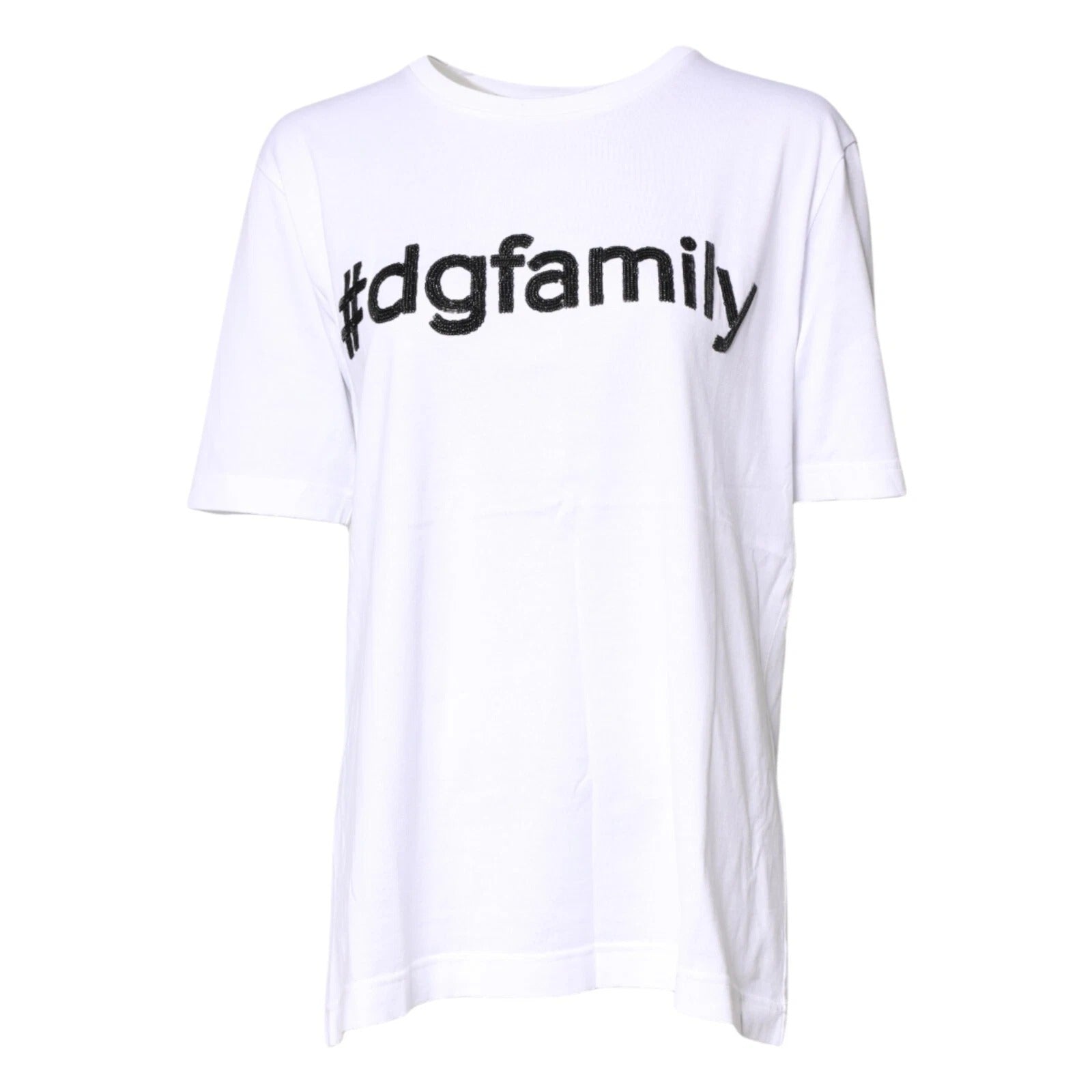 Dolce & Gabbana White #DGFamily Print Cotton Crew Neck T-shirt by Dolce & Gabbana