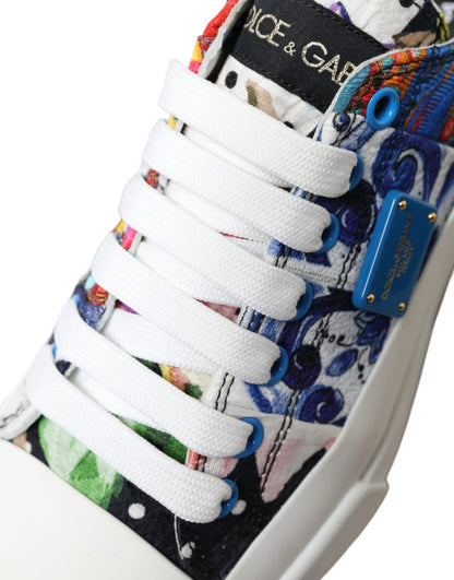 Dolce & Gabbana Multicolor Patchwork Low Top Sneakers Shoes by Dolce & Gabbana