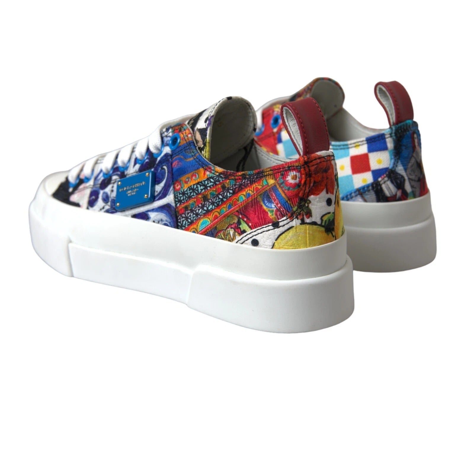 Dolce & Gabbana Multicolor Patchwork Low Top Sneakers Shoes by Dolce & Gabbana