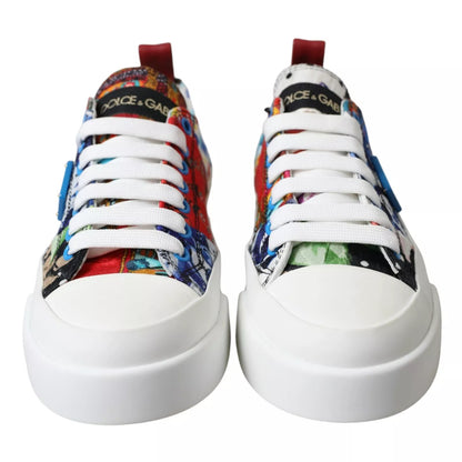 Dolce & Gabbana Multicolor Patchwork Low Top Sneakers Shoes by Dolce & Gabbana