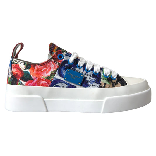 Dolce & Gabbana Multicolor Patchwork Low Top Sneakers Shoes by Dolce & Gabbana