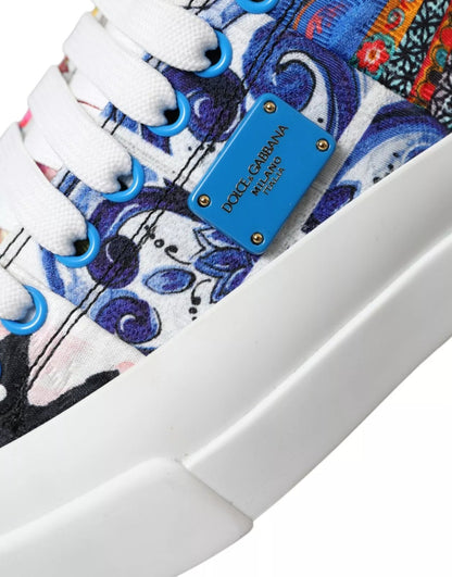 Dolce & Gabbana Multicolor Patchwork Low Top Sneakers Shoes by Dolce & Gabbana