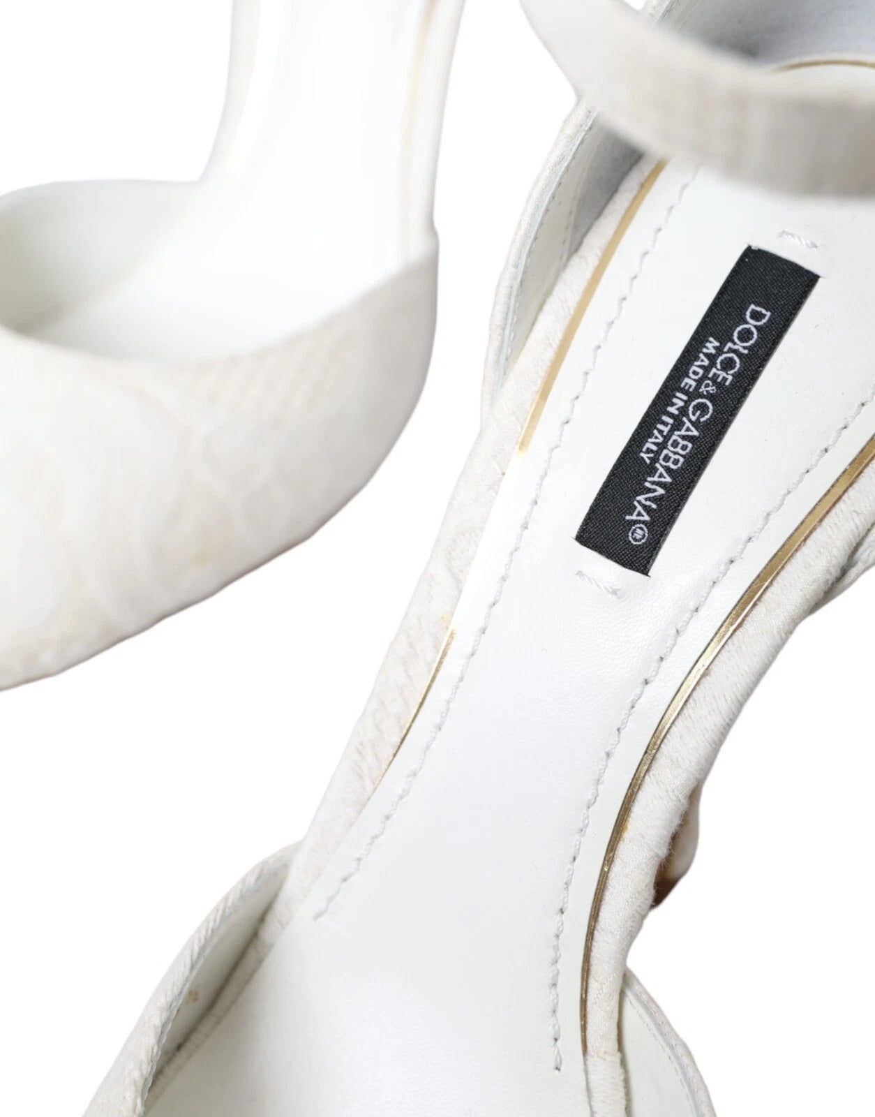Dolce &amp; Gabbana White Floral Jacquard Mary Janes Heels Pumps Shoes