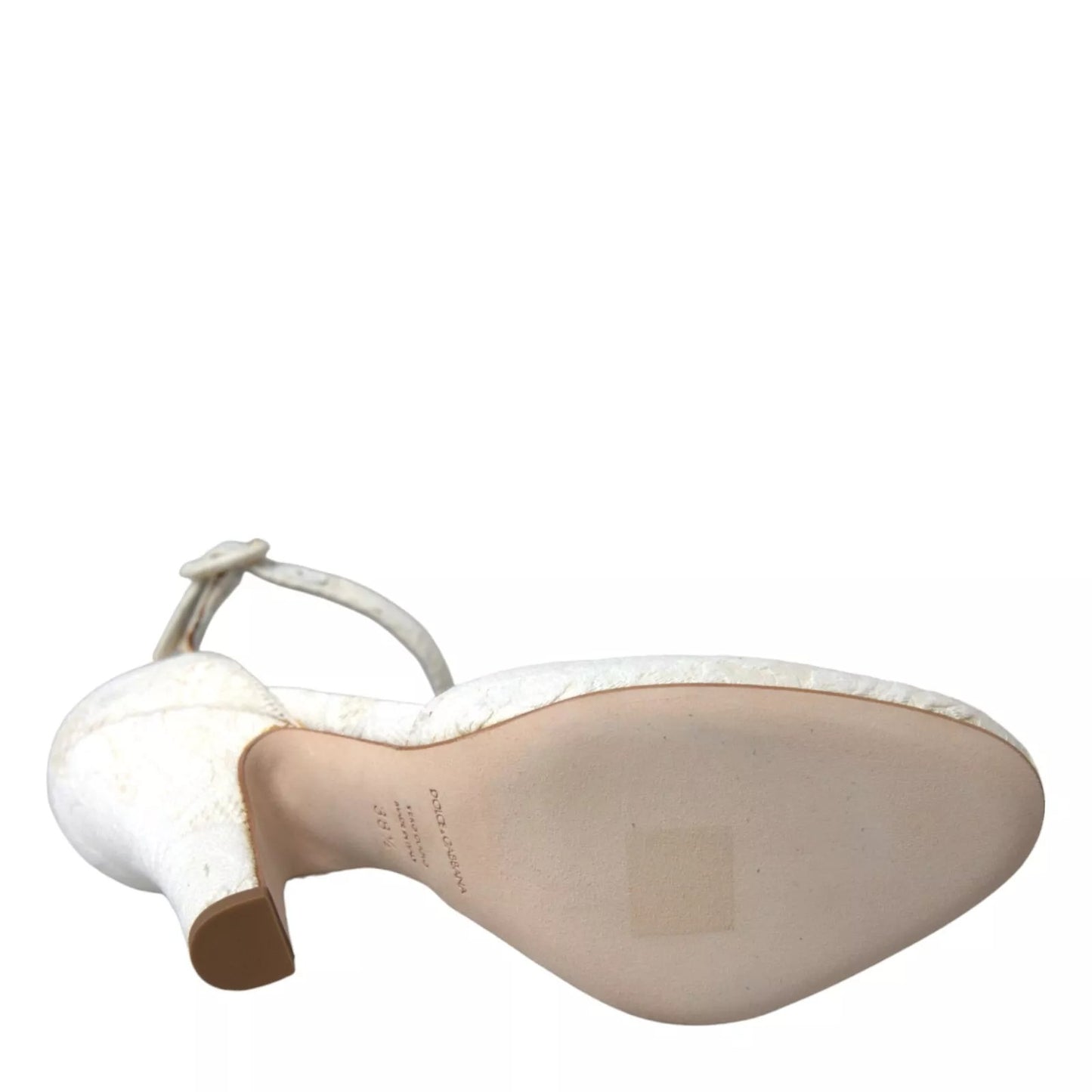 Dolce &amp; Gabbana White Floral Jacquard Mary Janes Heels Pumps Shoes