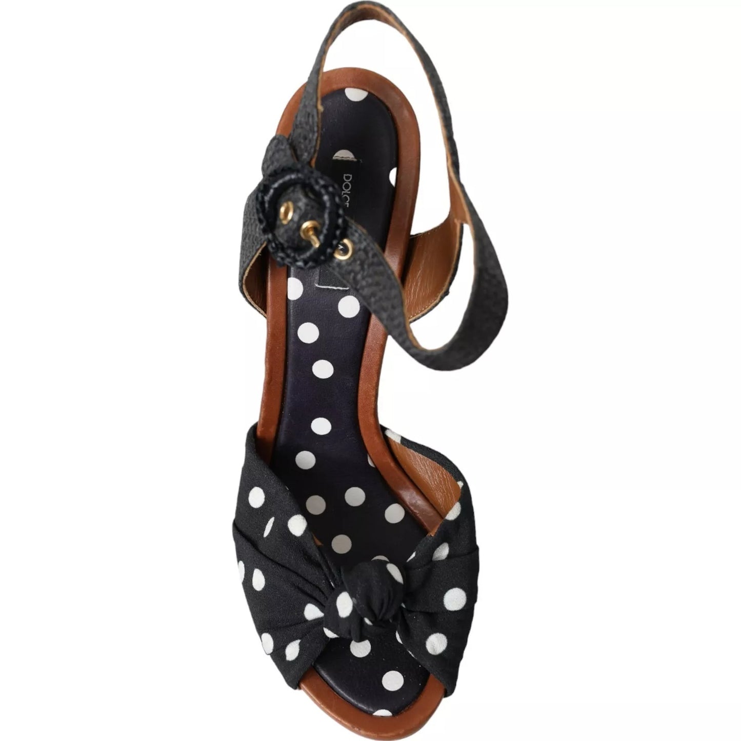 Dolce & Gabbana Black Polka Dot Leather Heels Sandals Shoes by Dolce & Gabbana